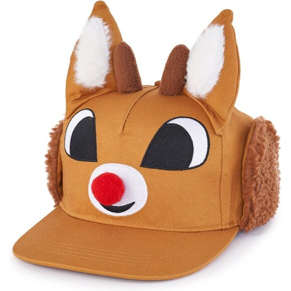 Christmas Rudolph Hat for Men & Women, Funny Unisex Holiday Cap One Size Fits - Picture 1 of 1